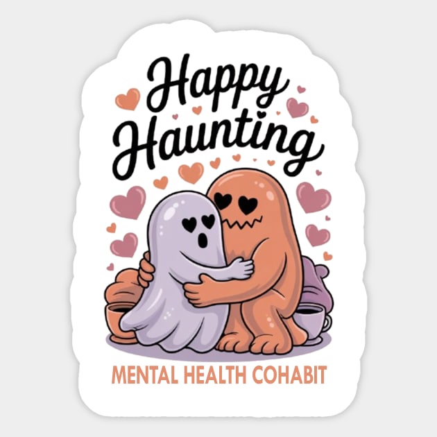 Happy Haunting – Mental Health Cohabit Sticker by Fauzi's Store